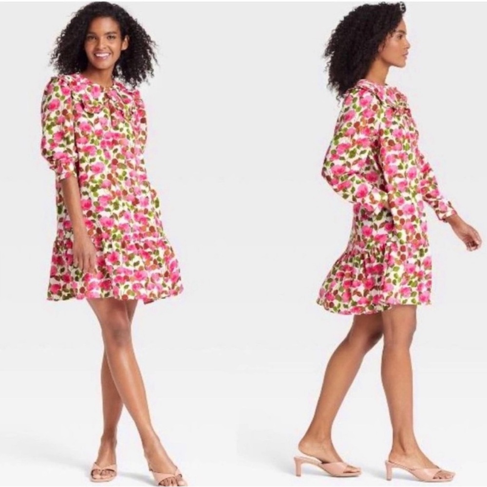 Who What Wear Mini Floral Dress With Collar